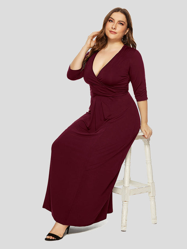 Plus Crisscross Ruched Maxi Dress