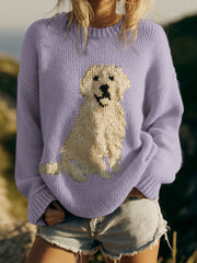 Classic Fuzzy Golden Retriever Dog Felt Cozy Knit Sweater
