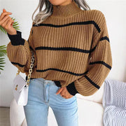 Women's Vintage Striped Turtleneck Sweater