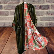 Fashion Casual Lined Printed Velvet Duster