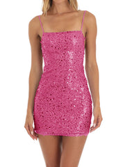 Sling neck sequin dress