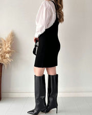 Casual knitted suspender dress