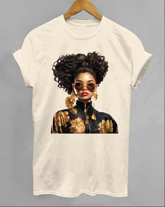 Trendy Black Girl Printed Casual T-Shirt