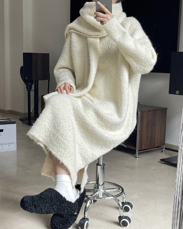 New Winter Slouchy Wool Loop Loose Warm Sweater Dress