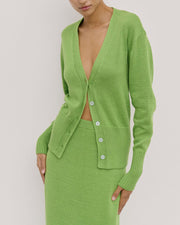 Fruit green cardigan skirt knitted two-piece set