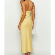 Yellow Satin Maxi Dress