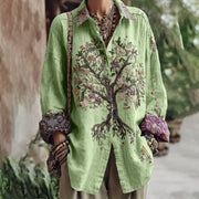 Women's Tribal Tree Of Life Casual Long Sleeve Shirt