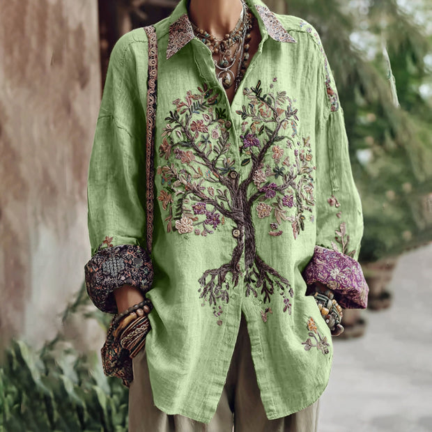 Women's Tribal Tree Of Life Casual Long Sleeve Shirt