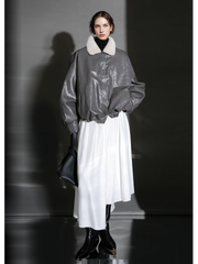 Luxury Sheepskin Down Jacket – Short Oil-Wax Leather Coat with Mink Fur Collar & Goose Down Fill, Winter Outerwear