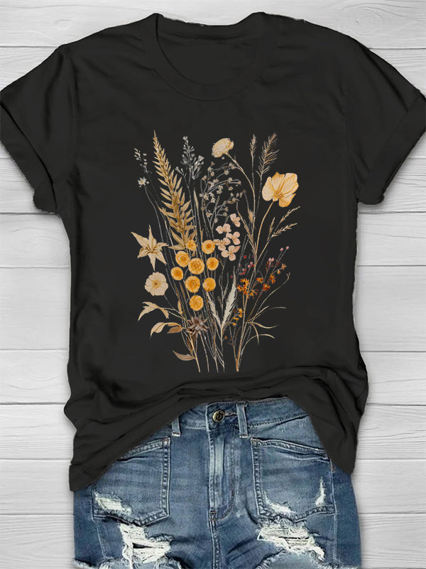 Floral Graphic Printed Crew Neck Women's T-shirt