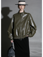 Women’s Sheepskin Leather Moto Jacket – Casual Chic Cropped Biker Style Short Coat for Autumn