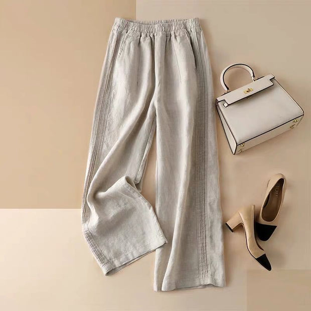 Summer thin cotton linen wide-leg pants