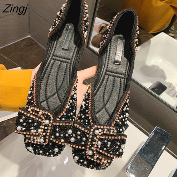 Women Flat Shoes Fashion Bling Rhinestone Flat Ballet Bow-knot Slip On Ladies Lazy Loafers Casual Flat Shoes