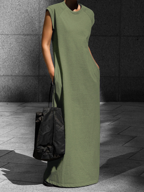 Casual Solid Color Sleeveless H-line Dress