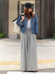 Loose Urban Gray Wide Leg Elastic Waist Pants