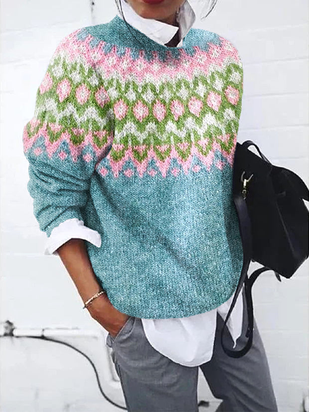 Geometry Pattern Cozy Knit Iceland Sweater