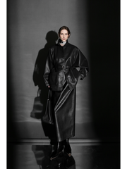 Chic Oversized Leather Jacket for Women – Premium Lambskin Commuter Coat with Large Pockets, Autumn Fashion