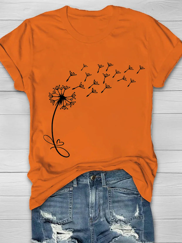 Dandelion Printed Crew Neck Women's T-shirt