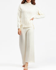 Loose Turtleneck Sweater and Wide-leg Pants Two-pieces Set