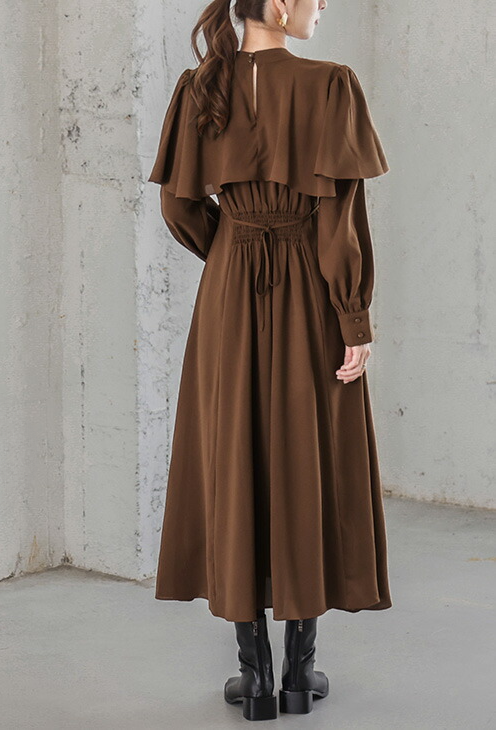 Loose Casual With Piece Long Sleeves And Round Neck Maxi Dress