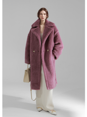 Oversized Teddy Fleece Coat for Women – Thick Shearling Jacket with Full Lining and Alpaca Wool Blend for Fall Winter