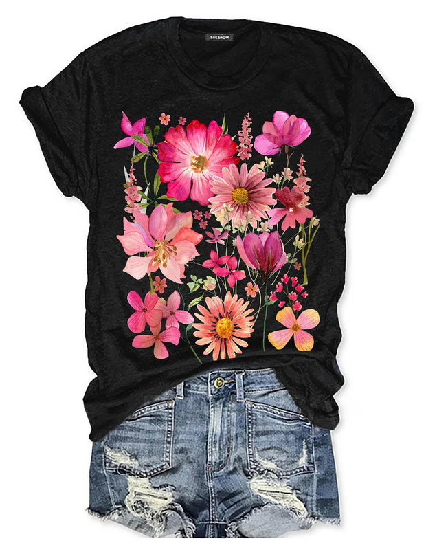 Vintage Flowers Print Women's T-shirt