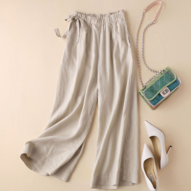 New style thin cotton and linen wide-leg trousers