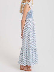 Tie up pleated maxi dress