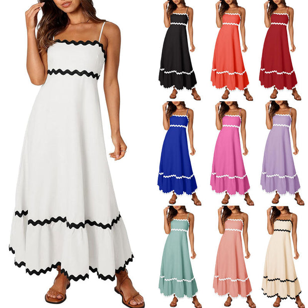 Women 2024 Summer Spaghetti Straps Sleeveless Backless Loose Women Dresses