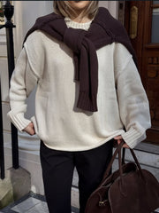 Round Neck Reverse Solid Color Casual Knitted Top