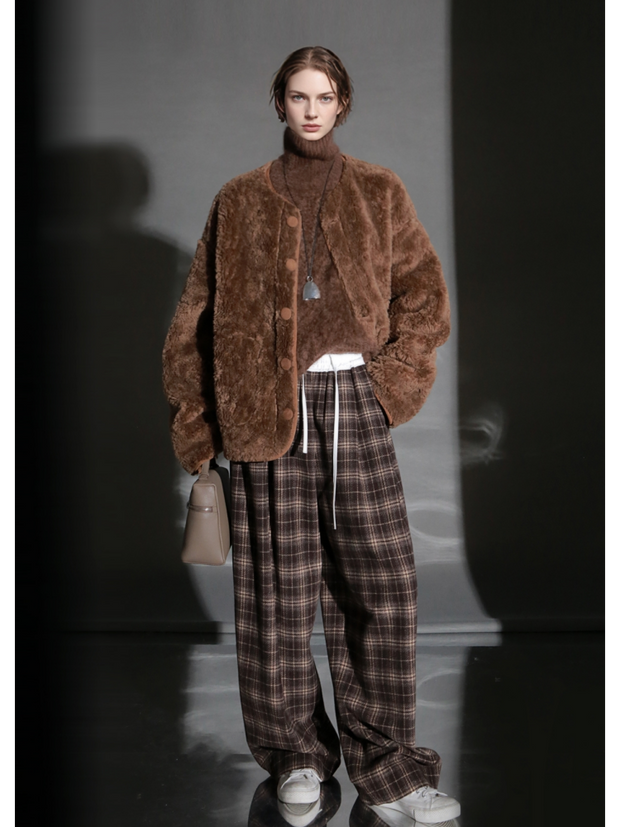 Reversible Suede Wool Coat for Women – Short Plush Jacket, Thick Warm Outerwear, Stylish Fall Winter New Arrival