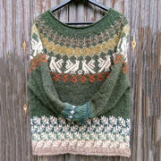 Vintage Icelandic Cute Bird Knit Jacquard Warmth Crew Neck Sweater(Unisex)