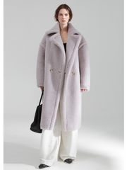 Oversized Teddy Fleece Coat for Women – Thick Shearling Jacket with Full Lining and Alpaca Wool Blend for Fall Winter