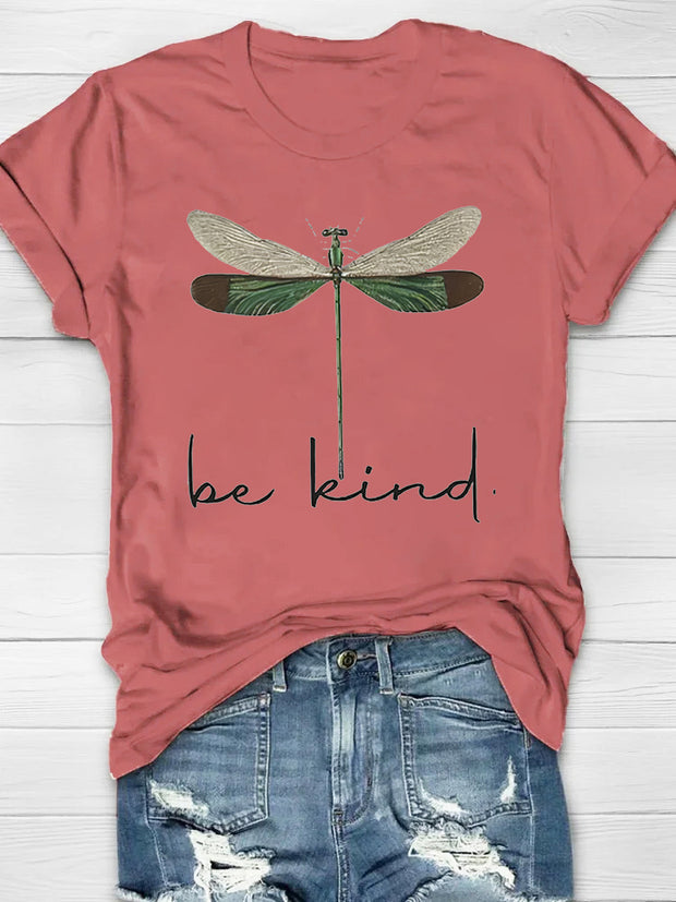 Be Kind Dragonfly Print Women's T-shirt