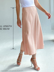 Tataria Silk Satin Skirts for Women High Waisted Skirt 2022 Women A-Line Elegant Skirts Summer Pink Midi Skirt New Korean Style