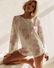 Ladies Pink Bow Flower Lounge Suit