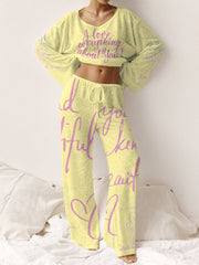 Women's Pink Long Sleeve Cotton Homewear Set