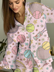 Women's Cute Tennis Print Pajama Set