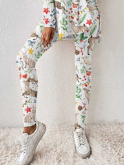 Women's Christmas Elk Graphic Knitted Crew Neck Long Sleeve Suit