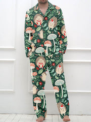 Men's Christmas Fun Hedgehog Mushroom Pattern Long Sleeve Pants Suit