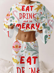 Women's Colorful Christmas Happiness Loungewear Set