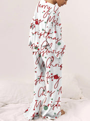 Women's Christmas Printed Lounge Long Sleeve Suit