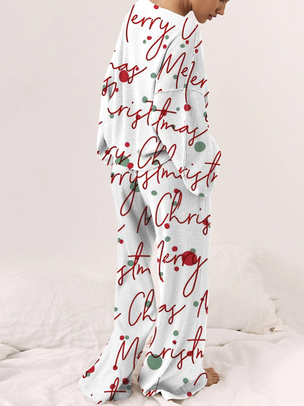 Women's Christmas Printed Lounge Long Sleeve Suit