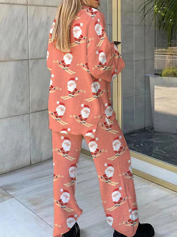 Women's Santa Claus Ski Print Pajama Set