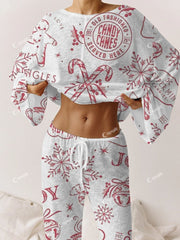 Women's Christmas Gingerbread Man Printed Linen Cotton Suit