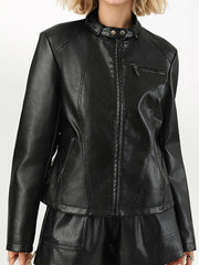 Fashionable and Versatile Slim-fit Commuter Leather Jacket