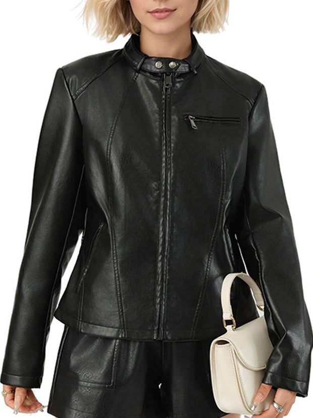 Fashionable and Versatile Slim-fit Commuter Leather Jacket