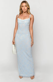 Kata Blue Lace Maxi Dress