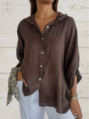 Women's Cotton & Linen Casual Tie-back Shirt