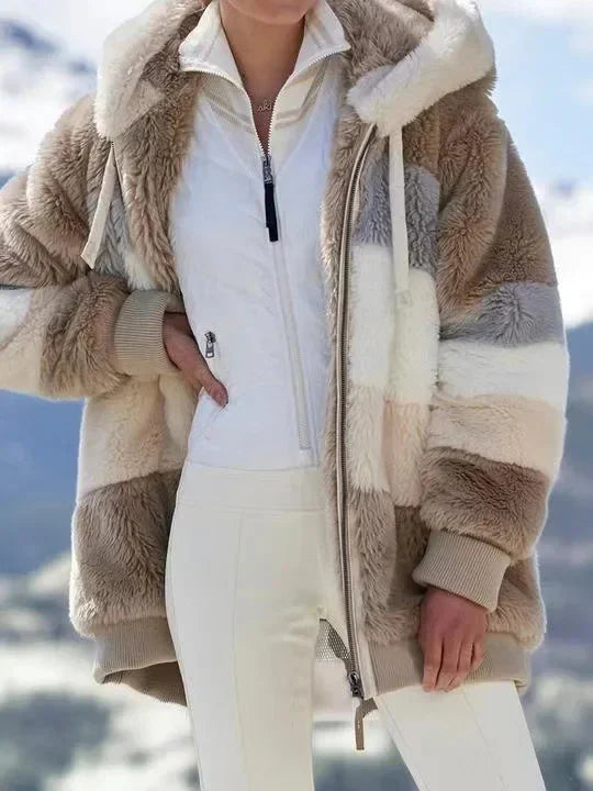 Cozy Fuzzy Color Block Coat